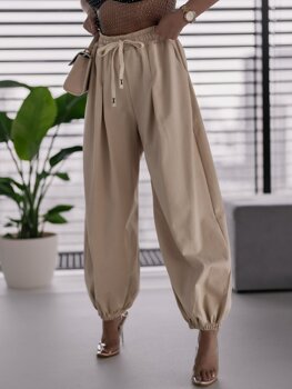 Béžové dámské textilní jogger kalhoty alladin Bolf 62405