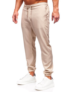 Béžové pánské textilní jogger kalhoty Bolf 0065