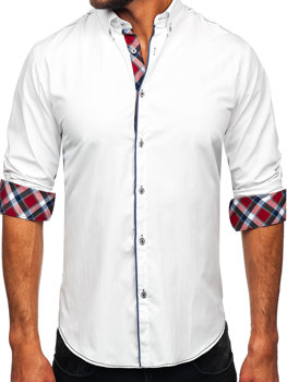 Bílá pánská elegantní košile s dlouhým rukávem Bolf 22732
