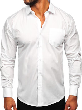 Bílá pánská elegantní košile s dlouhým rukávem Bolf M13