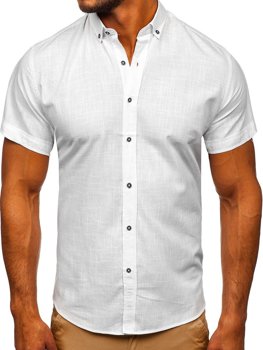 Bílá pánská košile s krátkým rukávem Bolf 20501