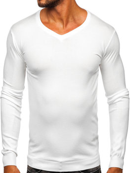 Bílý pánský svetr s výstřihem do V Bolf MMB601