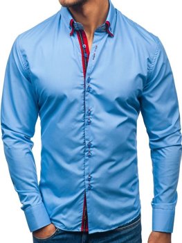 Blankytná pánská elegantní košile s dlouhým rukávem Bolf 2785