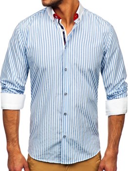 Blankytná pánská pruhovaná košile s dlouhým rukávem Bolf 20727