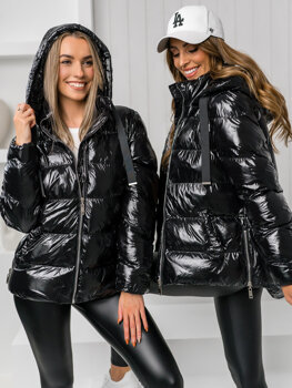 Černá dámská prošívaná zimní bunda s kapucí Bolf 5M3172A