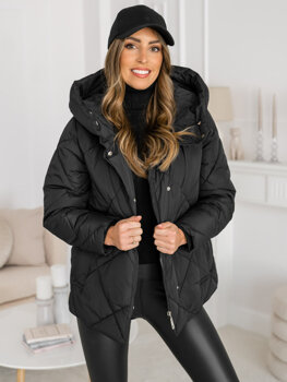 Černá dámská prošívaná zimní bunda s kapucí Bolf 5M3175