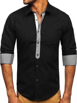 Černá pánská elegantní košile s dlouhým rukávem Bolf 6873