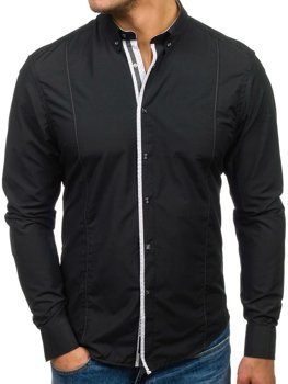 Černá pánská elegantní košile s dlouhým rukávem Bolf 7722