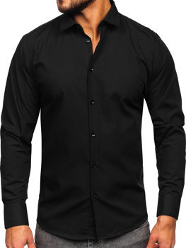 Černá pánská elegantní košile s dlouhým rukávem slim fit Bolf MS14