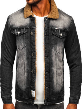 Černá pánská zateplená džínová bunda Bolf MJ520N