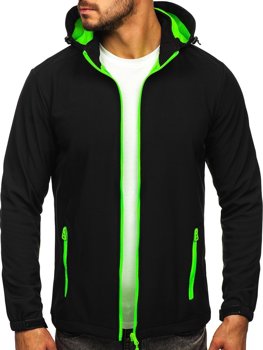 Černo-zelená pánská přechodová softshellová bunda Bolf HH017