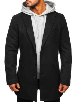 Černý pánský zimní kabát Bolf 1047C