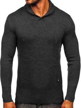 Grafitový pánský svetr s vysokým límcem Bolf MM6018