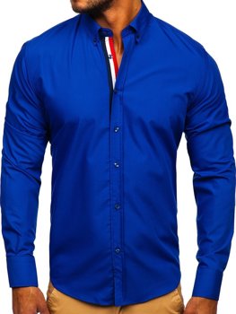 Kobaltová pánská elegantní košile s dlouhým rukávem Bolf 3713