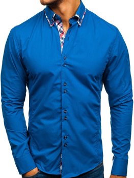 Modrá pánská elegantní košile s dlouhým rukávem Bolf 4704-1