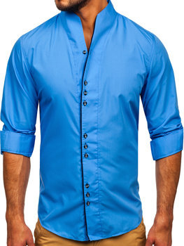 Modrá pánská košile s dlouhým rukávem Bolf 5720
