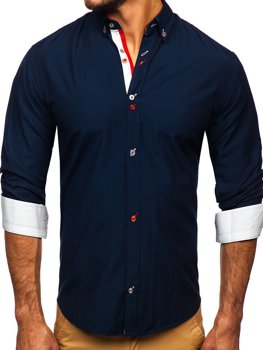 Tmavě modrá pánská košile s dlouhým rukávem Bolf 20710