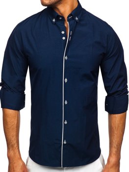 Tmavě modrá pánská košile s dlouhým rukávem Bolf 20721