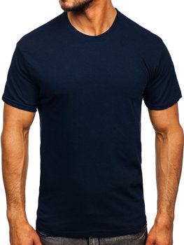 Tmavě modré pánské bavlněné tričko bez potisku Bolf 192397