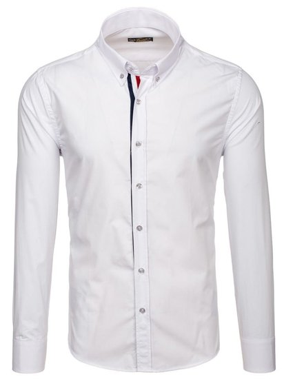Bílá pánská elegantní košile s dlouhým rukávem Bolf 3713