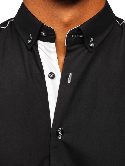 Černá pánská elegantní košile s dlouhým rukávem Bolf 5722