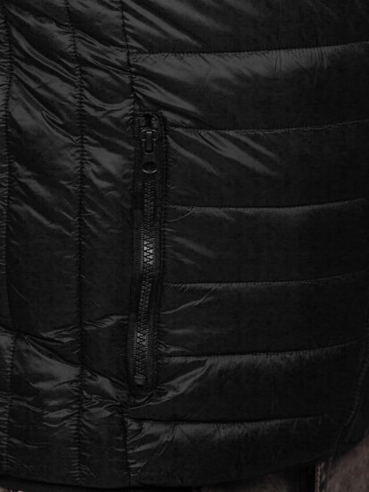 Černá pánská vesta na zip s kapucí Bolf LY36