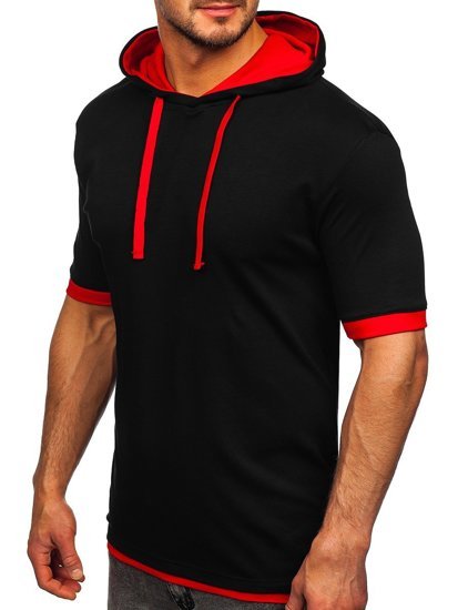 Černo-červené pánské tričko bez potisku Bolf 08