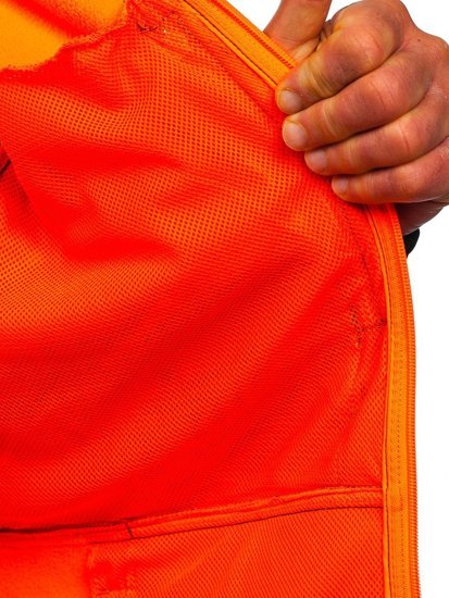 Černo-oranžová softshell pánská prošívaná přechodová bunda Bolf HH024