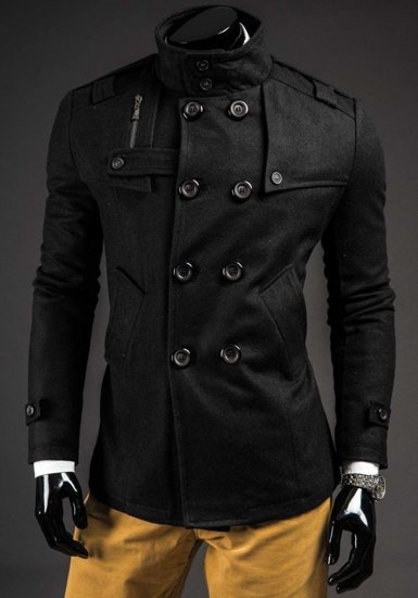 Černý pánský kabát Bolf 8857B