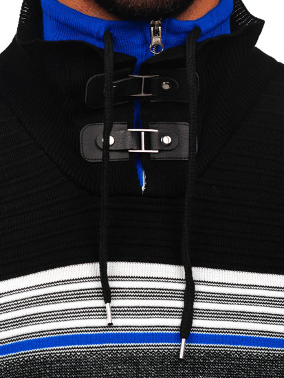 Černý pánský svetr s vysokým límcem Bolf 1051