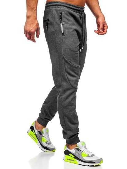 Grafitovo-bílé pánské jogger kalhoty Bolf Q1042
