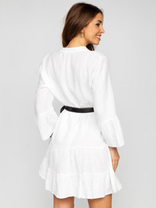 Bílé dámské mušelínové volánové šaty Bolf A2160