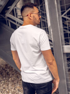 Bílé pánské tričko s aplikacemi Bolf 2352