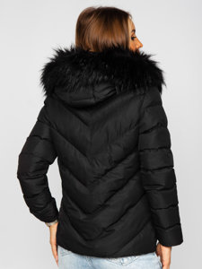 Černá dámská prošívaná zimní bunda s kapucí Bolf 5M727