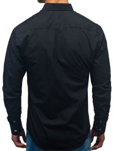 Černá pánská elegantní košile s dlouhým rukávem Bolf 3762