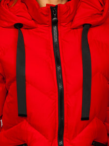 Červená dámská prošívaná zimní bunda s kapucí Bolf 5M739
