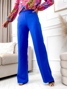 Chrpově modré dámské látkové rozšiřené kalhoty Bolf 8158