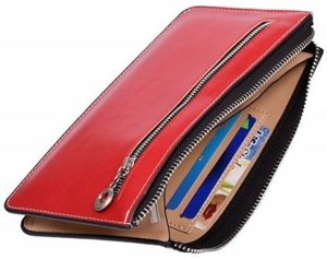 Dámská červená kožená peněženka 11880