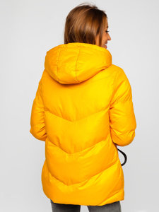 Kamelová dámská prošívaná zimní bunda s kapucí Bolf 23065
