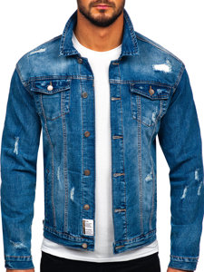 Modrá pánská džínová bunda s kapucí Bolf MJ507B