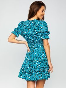 Modré dámské vzorované šaty Bolf 6986