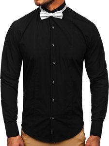 Pánská košile BOLF 4702 černá+motýlek+manžetové knoflíky