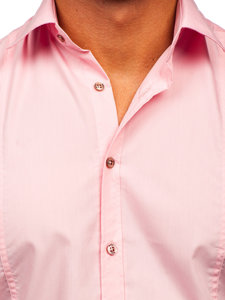 Růžová pánská elegantní košile s dlouhým rukávem Bolf 6944
