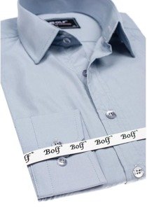 Šedá pánská elegantní košile s dlouhým rukávem Bolf 6944