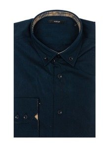 Tmavě modrá pánská elegantní košile s dlouhým rukávem Bolf 7197