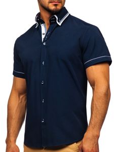 Tmavě modrá pánská košile s krátkým rukávem Bolf 3520