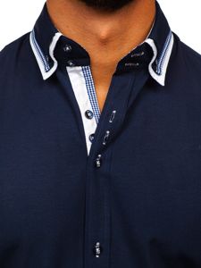 Tmavě modrá pánská košile s krátkým rukávem Bolf 3520