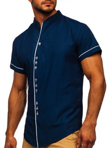Tmavě modrá pánská košile s krátkým rukávem Bolf 5518
