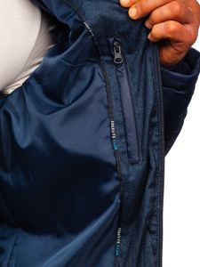 Tmavě modrá pánská prošívaná sportovní zimní bunda Bolf AB72