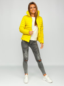 Žlutá dámská prošívaná zimní bunda bez kapuce Bolf 23063